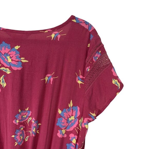 Matilda Jane Women's Pink Floral Rayon Lace Detail Dress Size M - Picture 10 of 12